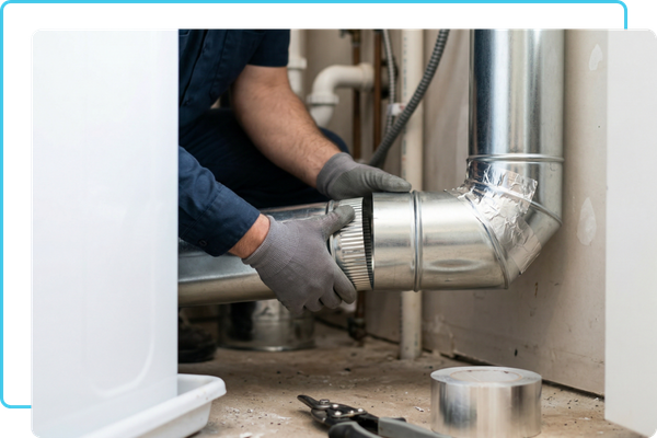 new dryer vent duct being installed