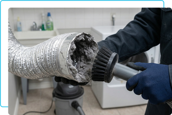 a dryer vent hose filled with lint