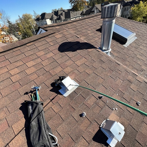 cleaning from the roof with rods